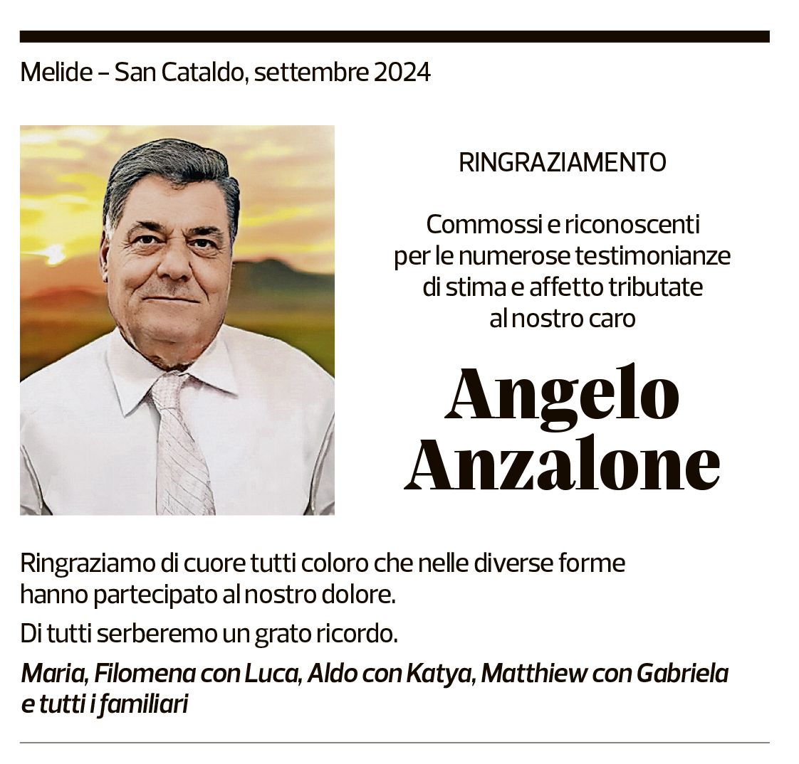 Annuncio funebre Angelo Anzalone