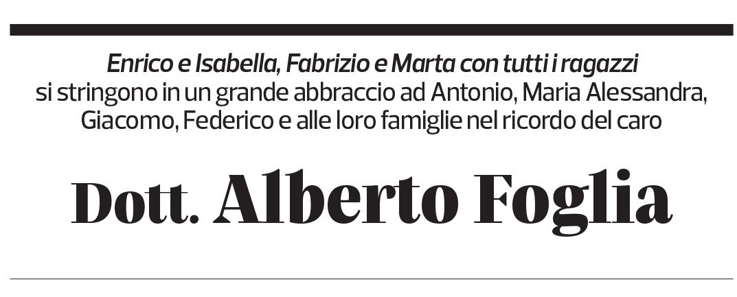 Annuncio funebre Alberto Foglia