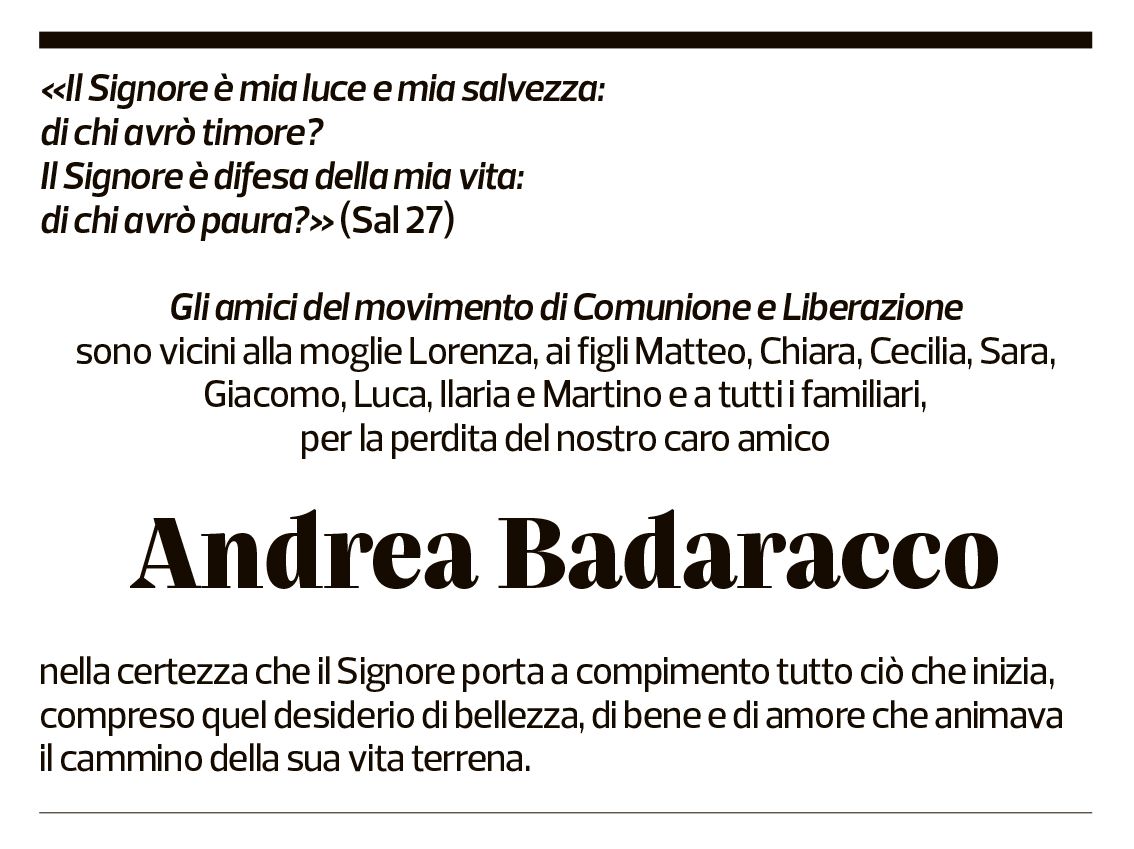 Annuncio funebre Andrea Badaracco