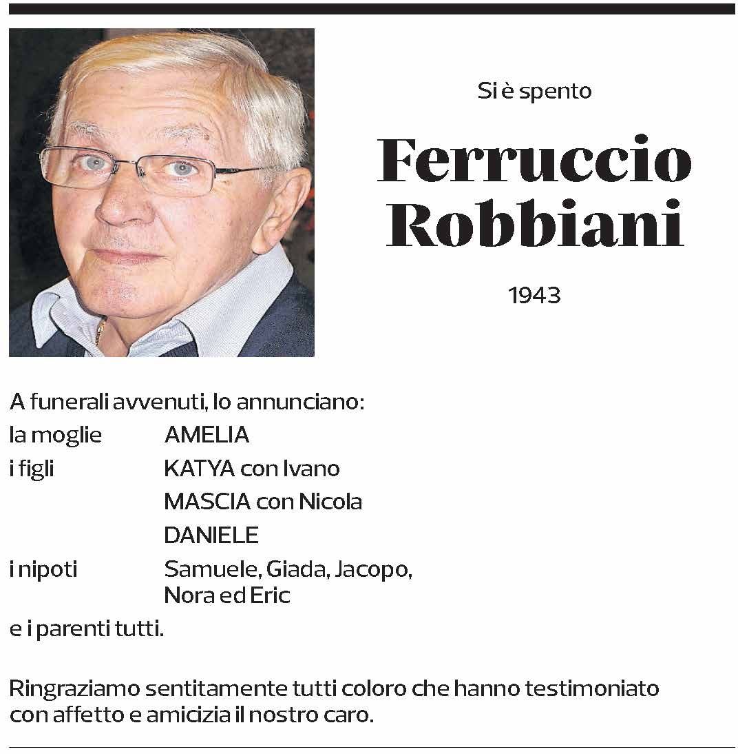 Annuncio funebre Ferruccio Robbiani