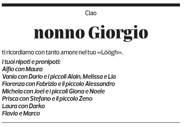 Annuncio funebre Giorgio Bellotti