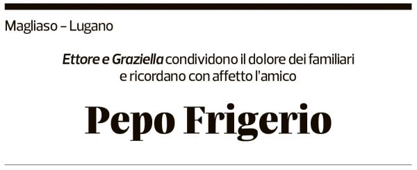 Annuncio funebre Giuseppe Frigerio