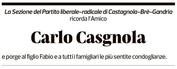 Annuncio funebre Carlo Casgnola