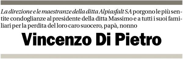 Annuncio funebre Vincenzo Di Pietro