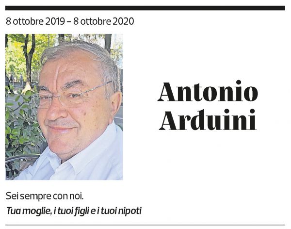Annuncio funebre Antonio Arduini