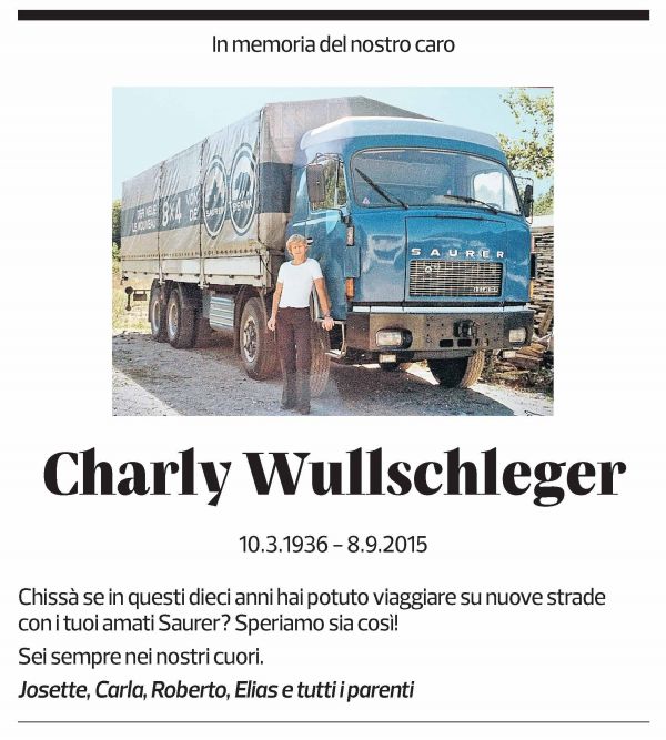 Annuncio funebre Charly Wullschleger