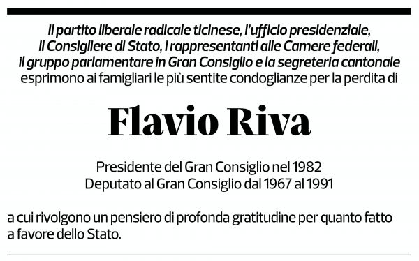 Annuncio funebre Flavio Riva