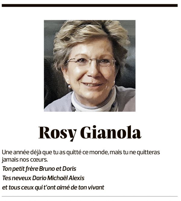 Annuncio funebre Rosy Gianola