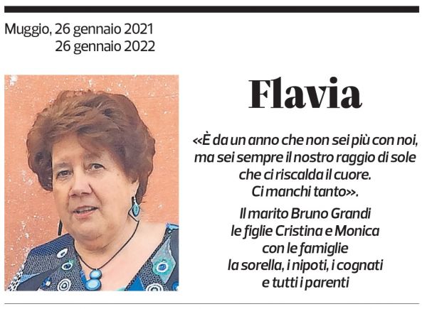 Annuncio funebre Flavia Grandi