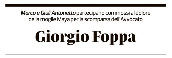 Annuncio funebre Giorgio Foppa