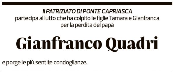 Annuncio funebre Gianfranco Quadri