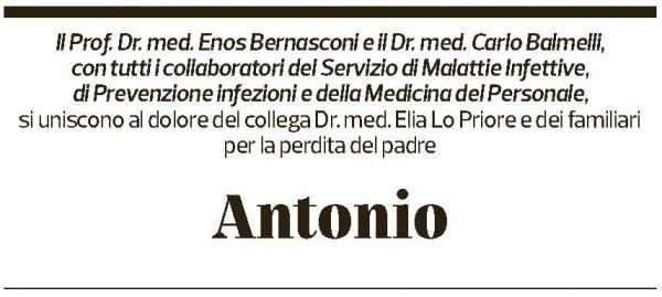 Annuncio funebre Antonio Lo Priore