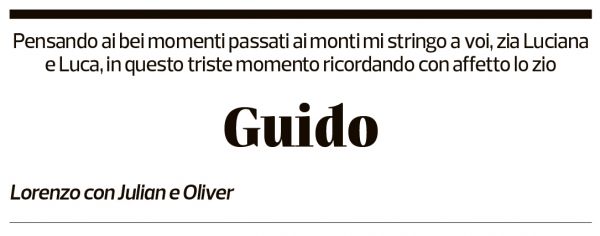 Annuncio funebre Guido Crivelli