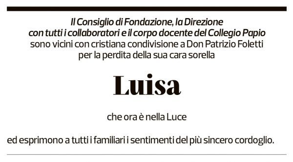 Annuncio funebre Luisa Foletti Mini