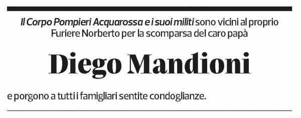 Annuncio funebre Diego Mandioni