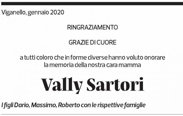 Annuncio funebre Vally Sartori