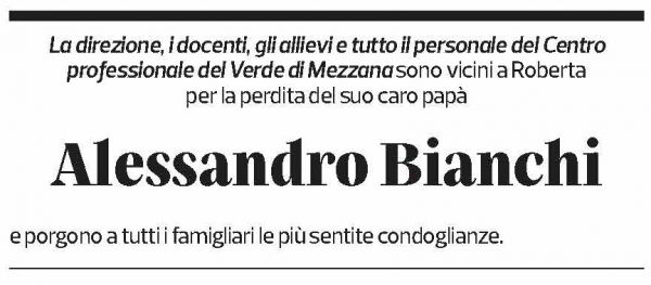 Annuncio funebre Alessandro Bianchi