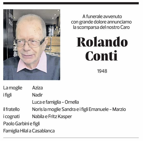 Annuncio funebre Rolando Conti