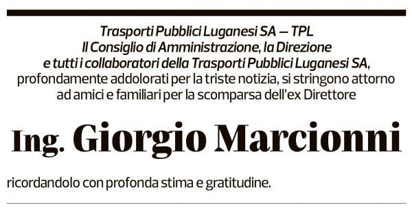 Annuncio funebre Giorgio Marcionni