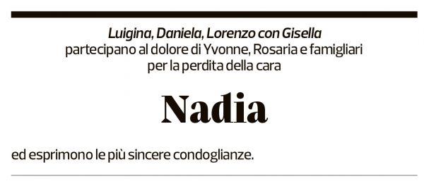 Annuncio funebre Nadia Sablonier