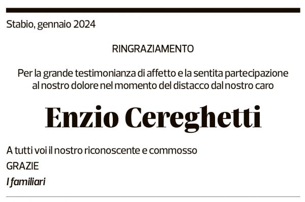 Annuncio funebre Enzio Cereghetti