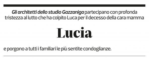 Annuncio funebre Lucia Gazzaniga