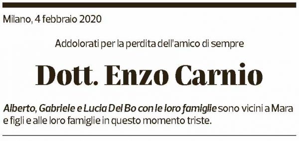 Annuncio funebre Enzo Carnio