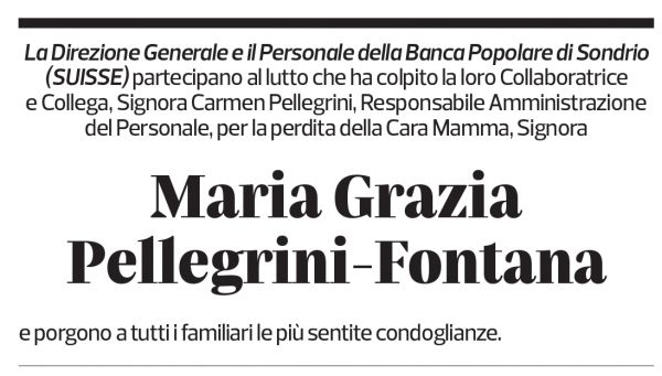 Annuncio funebre Maria Grazia Pellegrini-fontana