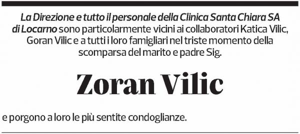 Annuncio funebre Zoran Vilic