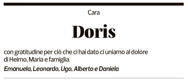 Annuncio funebre Doris Giannini