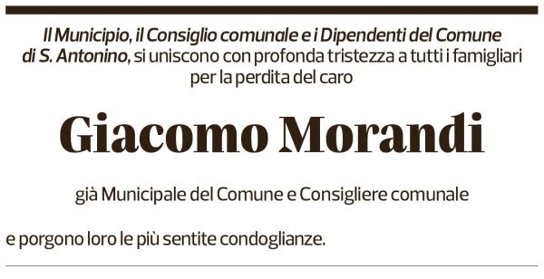 Annuncio funebre Giacomo Morandi