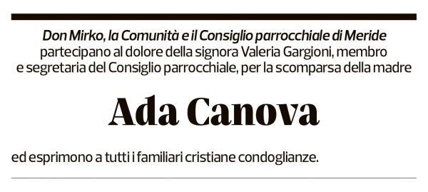 Annuncio funebre Ada Canova