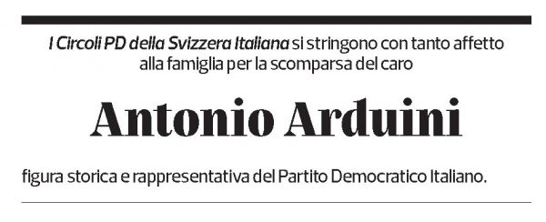 Annuncio funebre Antonio Arduini