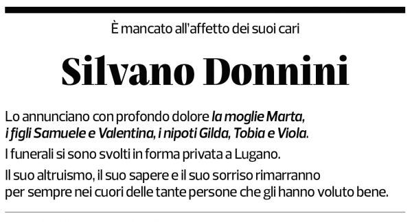 Annuncio funebre Silvano Donnini