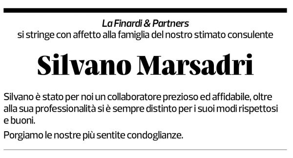 Annuncio funebre Silvano Marsadri