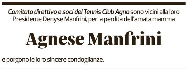 Annuncio funebre Agnese Manfrini