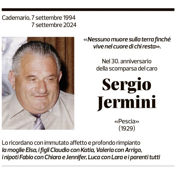 Annuncio funebre Sergio Jermini