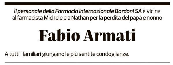 Annuncio funebre Fabio Armati