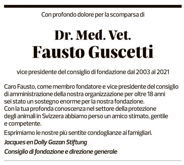 Annuncio funebre Fausto Guscetti