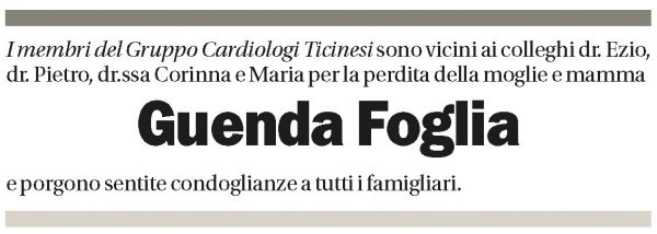 Annuncio funebre Guenda Foglia