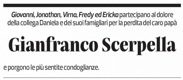 Annuncio funebre Gianfranco Scerpella