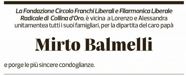 Annuncio funebre Mirto Balmelli