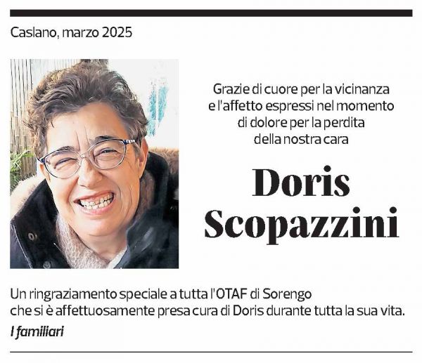 Annuncio funebre Doris Scopazzini