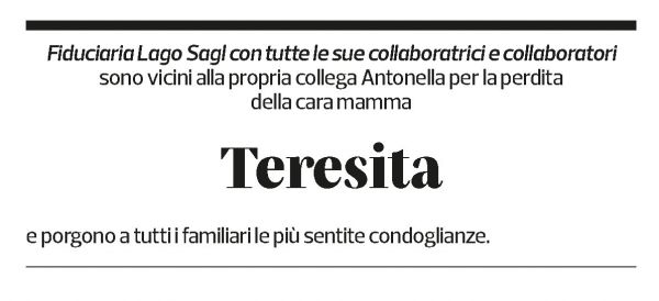 Annuncio funebre Teresita Pescia