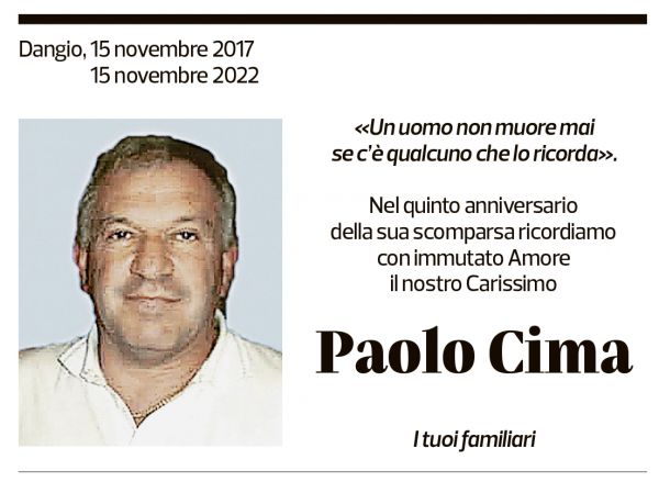 Annuncio funebre Paolo Cima