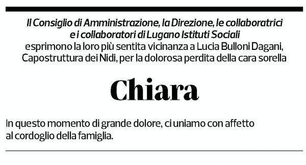 Annuncio funebre Chiara Bulloni