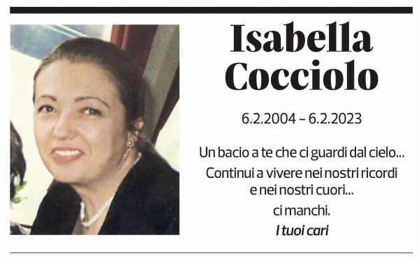 Annuncio funebre Isabella Cocciolo