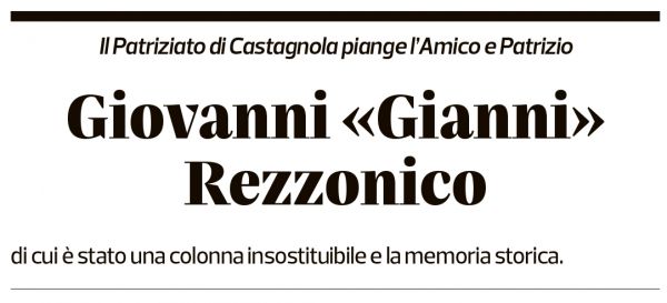 Annuncio funebre Gianni Rezzonico