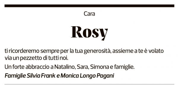Annuncio funebre Maria Rosa Carrino Stapane