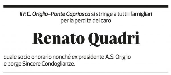 Annuncio funebre Renato Quadri